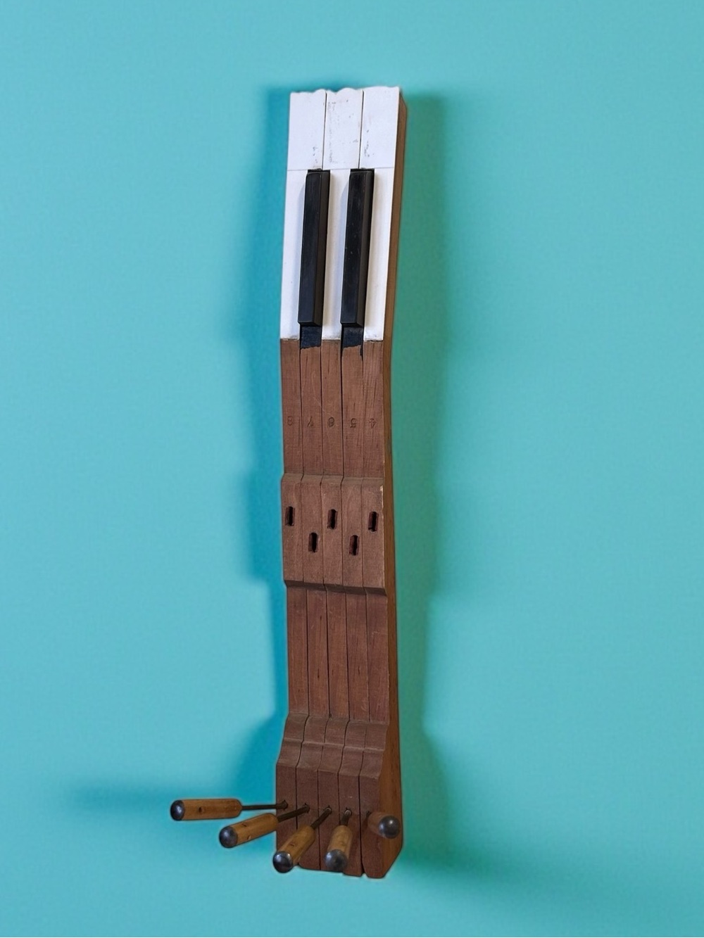 Vintage Upcycled Piano Key Wall Key Holder Handcrafted Wood